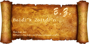 Belák Zoltán névjegykártya